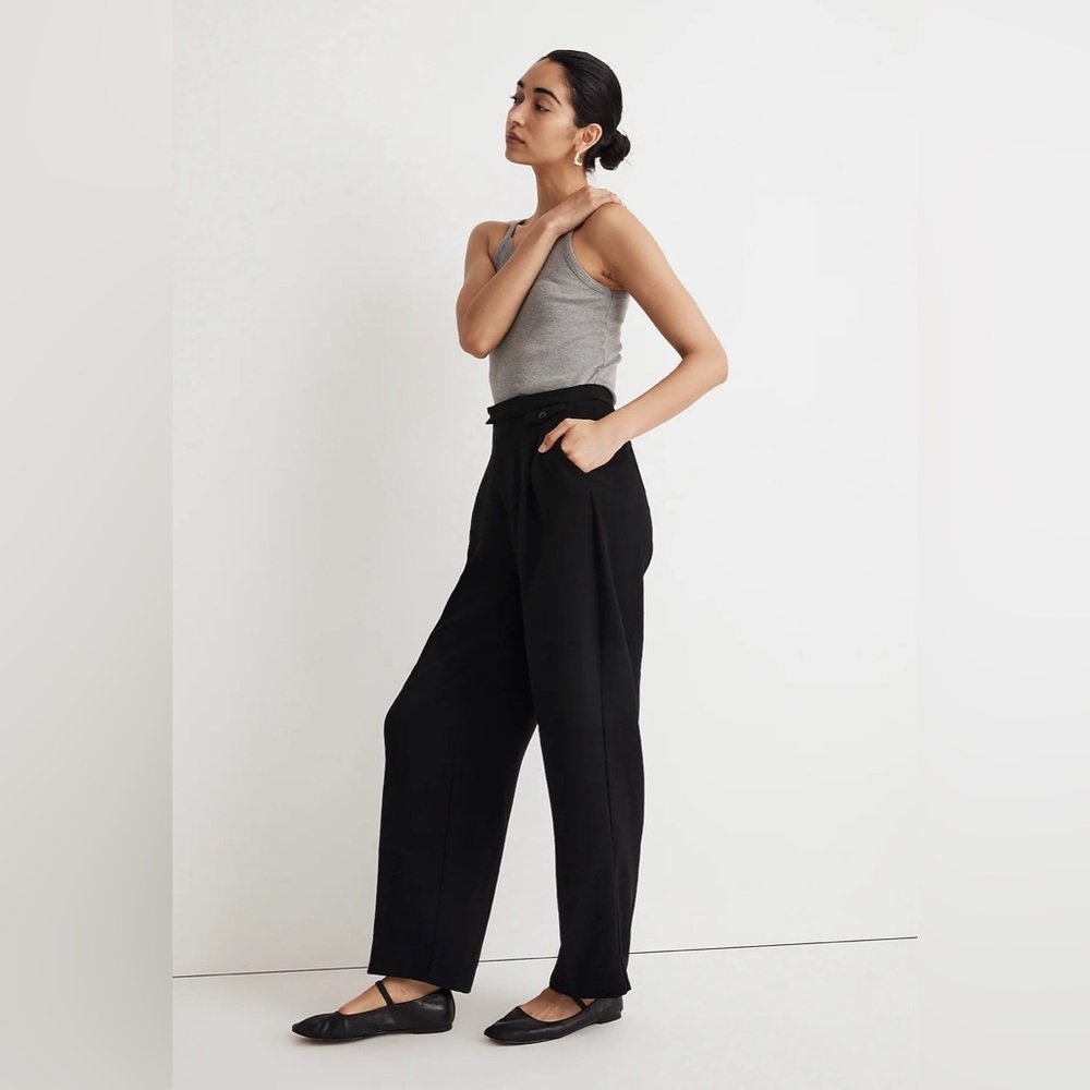 NWOT Madewell The Rosedale High-Rise Straight Pant in Crepe with light buttons - Picture 2 of 9